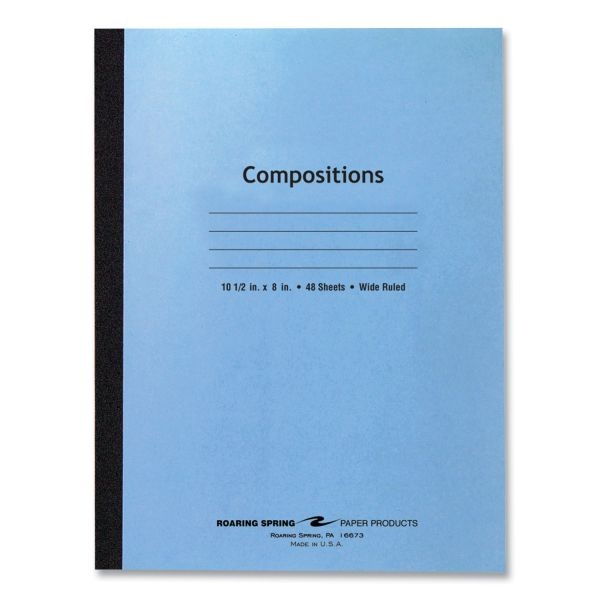 Roaring Spring Flexible Cover Composition Notebook, Wide/Legal Rule, Blue Cover, (48) 10.5 X 8 Sheets, 72/Carton