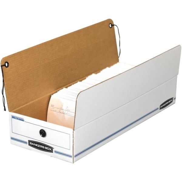 Bankers Box Liberty Corrugated Storage Boxes, 4 1/2" X 6 1/4" X 24", White/Blue, Case Of 12