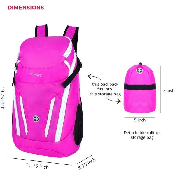 Swissdigital Design Kangaroo Sd1596-46 Rugged Carrying Case (Backpack) For 16" Apple Notebook, Macbook Pro, Accessories, Tablet, Cell Phone - Pink