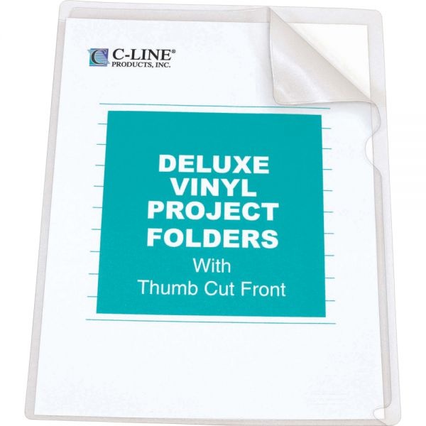 C-Line Deluxe Vinyl Project Folders, Letter Size, Clear, 50/Box