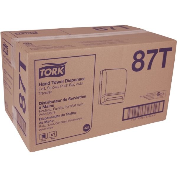 Tork Hand Towel Roll Dispenser Push Bar, 10.5 X 8.75 X 15.75, Smoke/Gray