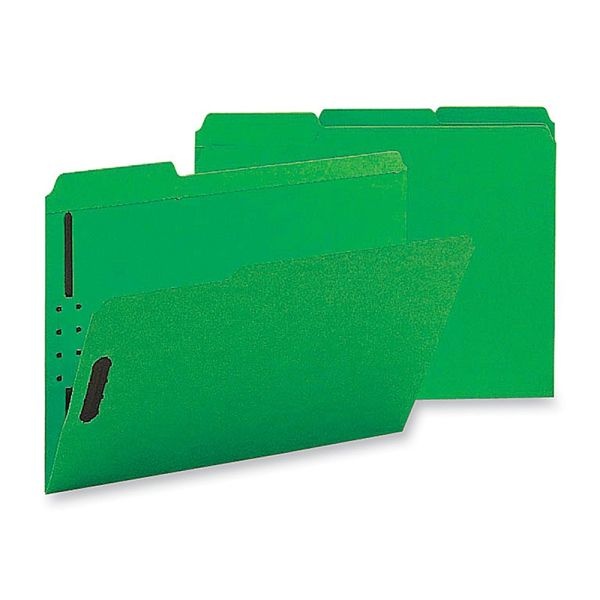 Sparco Color Fastener Folders With 2-Ply Tabs, Letter Size, Green, Box Of 50