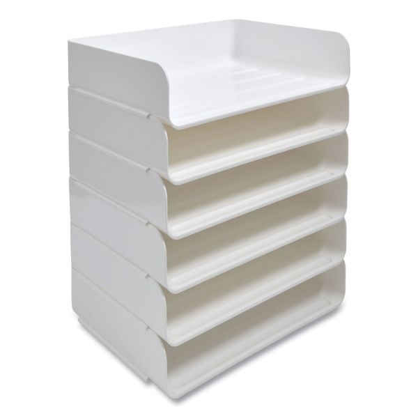 Tru Red Side-Load Stackable Plastic Document Tray, 1 Section, Letter-Size, 12.63 X 9.72 X 3.01, White, 2/Pack