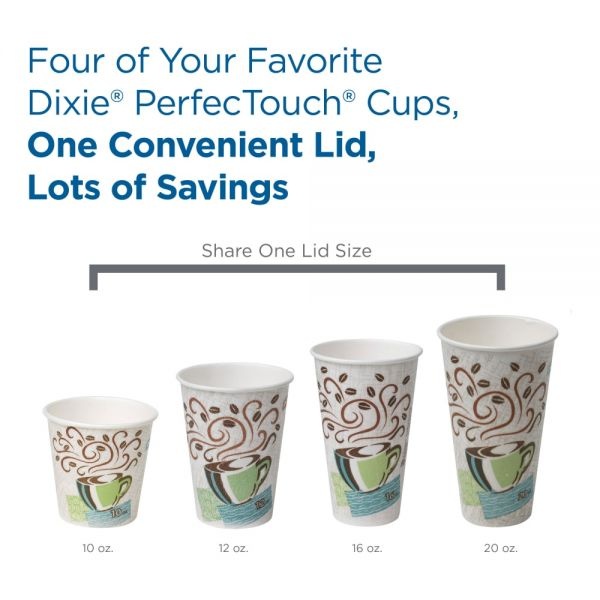 Dixie Reclosable Lids, Fits 12 Oz To 20 Oz Dixie Cups, 10 Oz To 20 Oz Perfectouch Cups, White, 100/Pack, 10 Packs/Carton