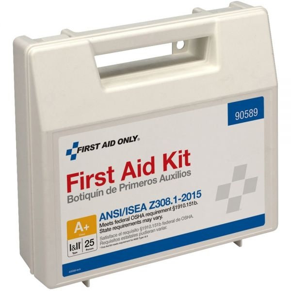 First Aid Only Ansi 2015 Compliant Class A+ Type I And Ii First Aid Kit For 25 People, 141 Pieces, Plastic Case