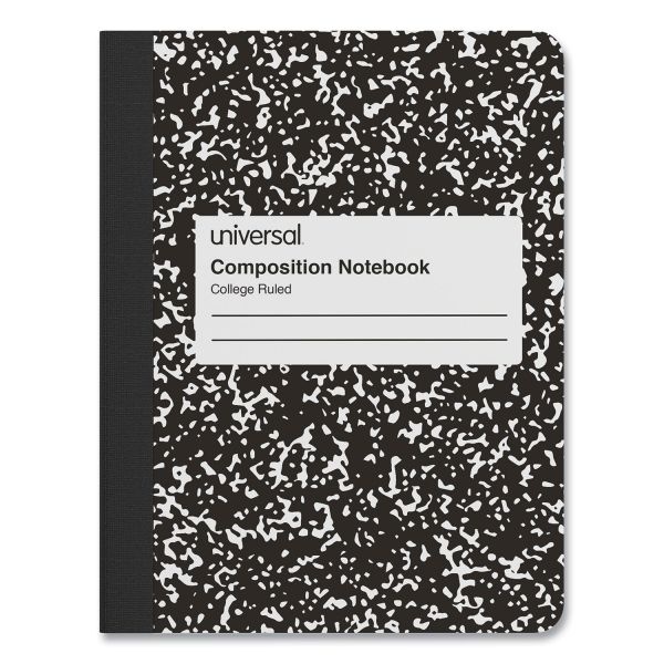 Universal Composition Book, Medium/College Rule, Black Marble Cover, (100) 9.75 X 7.5 Sheets