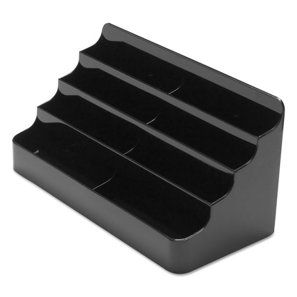 Deflecto 8-Compartment Business Card Holder, 3 7/8"H X 7 7/8"W X 3 5/8"D, Black