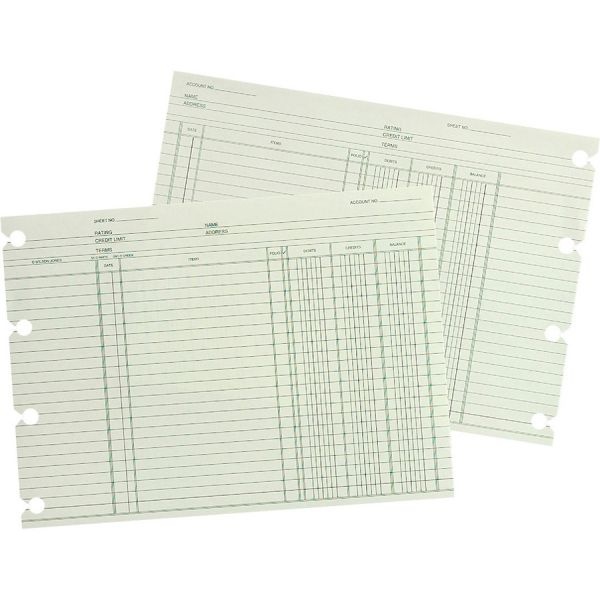 Wilson Jones Accounting Sheets, 9.25 X 11.88, Green, Loose Sheet, 100/Pack