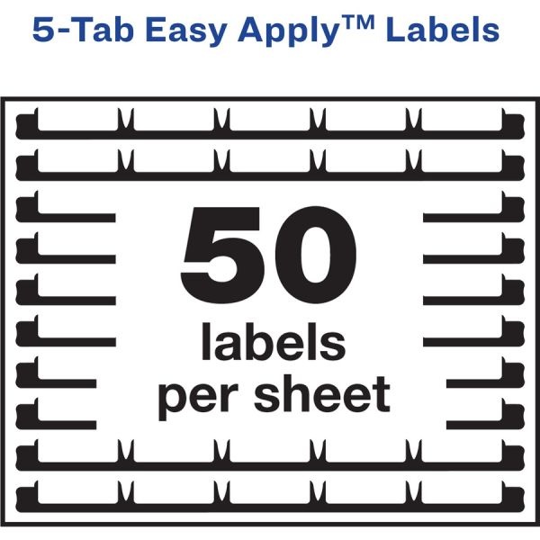 Avery 5 Tab Easy Print & Apply Clear Label Sheet Refills (11225)
