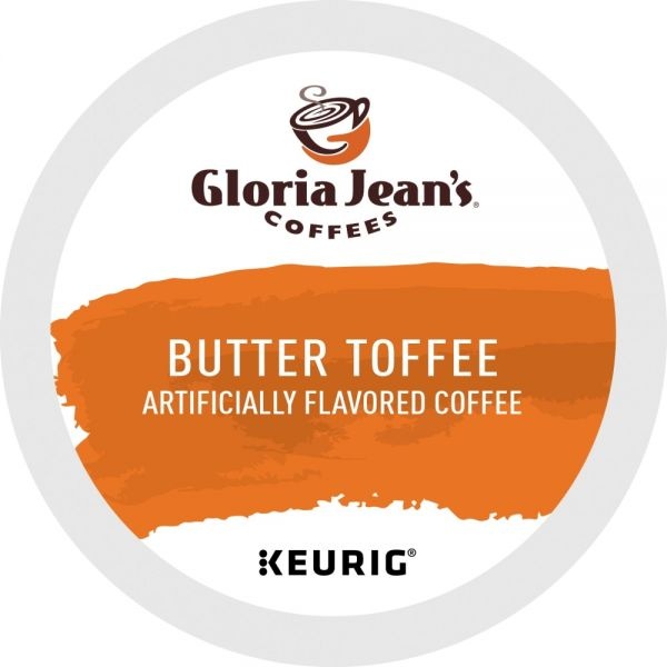 Gloria Jean's Butter Toffee Coffee K-Cups, Medium Roast, 24/Box
