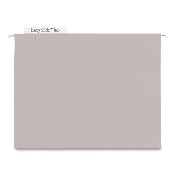 Smead Tuff Extra Capacity Hanging File Folders With Easy Slide Tabs, 4" Capacity, Letter, 1/3-Cut Tabs, Steel Gray, 18/Box