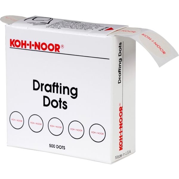 Koh-I-Noor Drafting Dots - Paper - Self-Adhesive, Removable, Residue-Free - Dispenser Included - 1 / Box - White