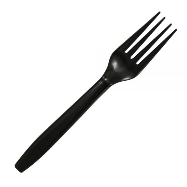 Highmark Plastic Utensils, Full-Size Forks, Black, Box Of 1,000 Forks