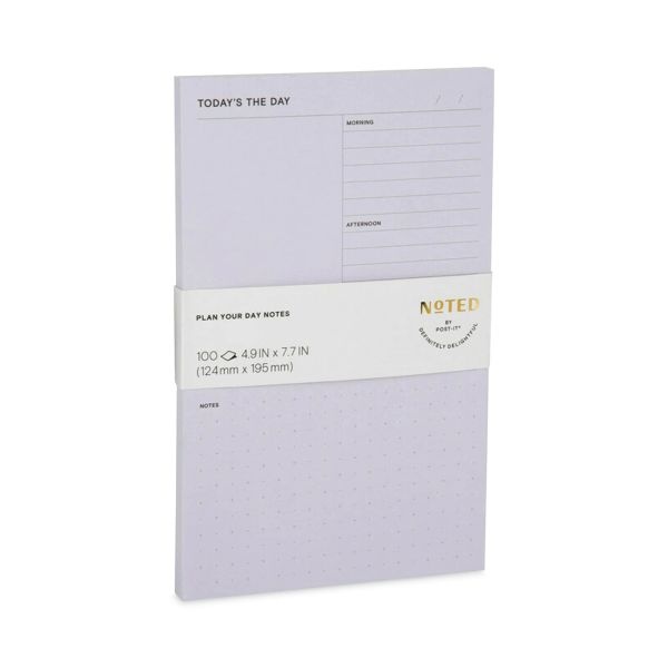 Noted By Post-It Brand Adhesive Daily Planner Sticky-Note Pads, Daily Planner Format, 4.9" X 7.7", Gray, 100 Sheets/Pad