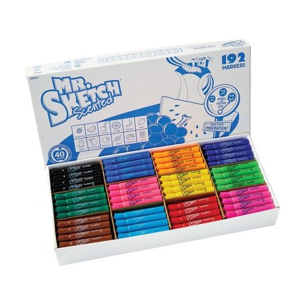 Mr. Sketch Scented Markers, Class Pack, Assorted Colors, Pack Of 192