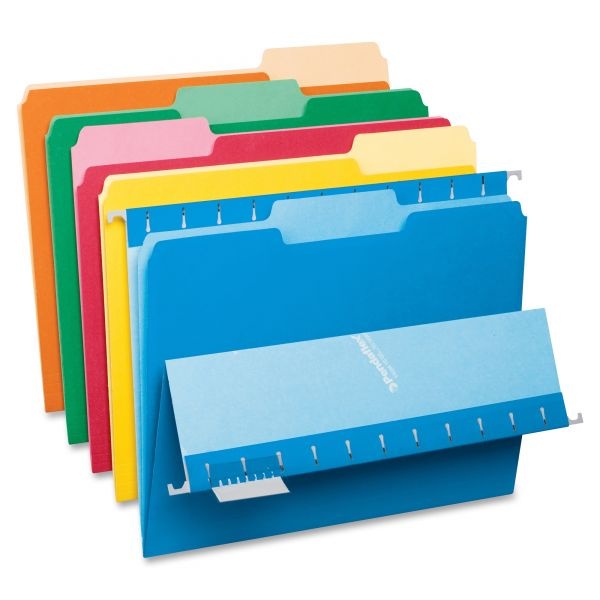 Pendaflex Interior File Folders, 1/3-Cut Tabs: Assorted, Letter Size, Assorted Colors: Blue/Green/Orange/Red/Yellow, 100/Box