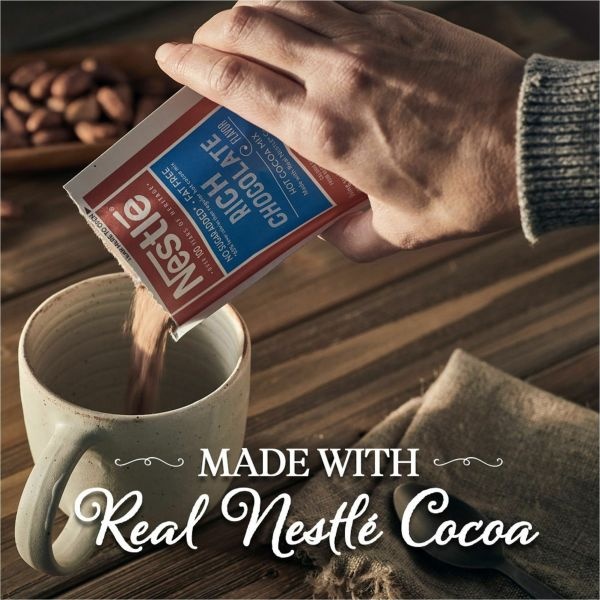 Nestlé No-Sugar-Added Hot Cocoa Mix Envelopes, Rich Chocolate, 0.28 Oz Packet, 30/Box