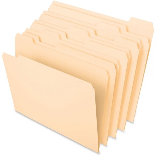 Oxford 1/5-Cut File Folders, Letter Size, Manila, Box Of 100