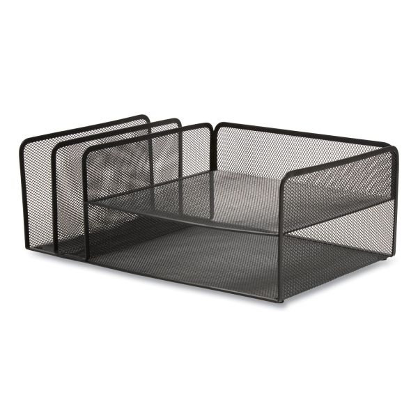 Tru Red Wire Mesh Combination Organizer, Vertical/Horizontal, 4 Sections, Letter-Size, 11.2 X 17.4 X 6.54, Matte Black