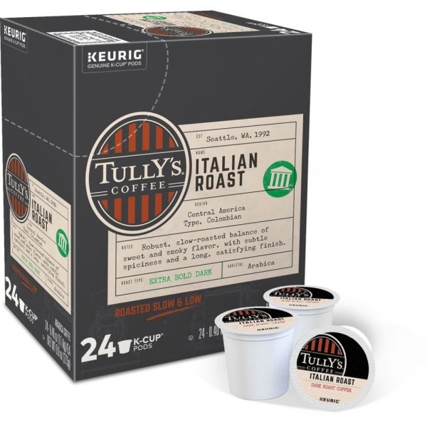 Tully's Coffee K-Cups, Italian Roast, Dark Roast, 24 K-Cups