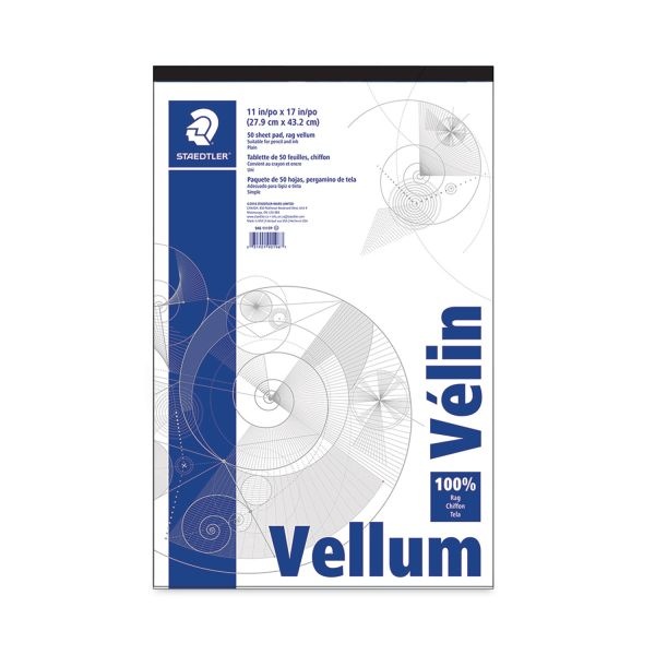 Staedtler Mars Vellum Paper, 16Lb., 100 Rag, 11 X 17, Translucent, 50