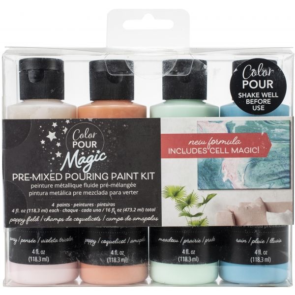 American Crafts Color Pour Magic Pre-Mixed Paint Kit 4/Pkg