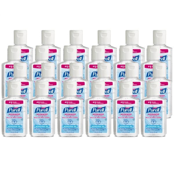 Purell Advanced Refreshing Gel Hand Sanitizer, 2 Fl Oz, Clean Scent, Pack Of 24 Bottles