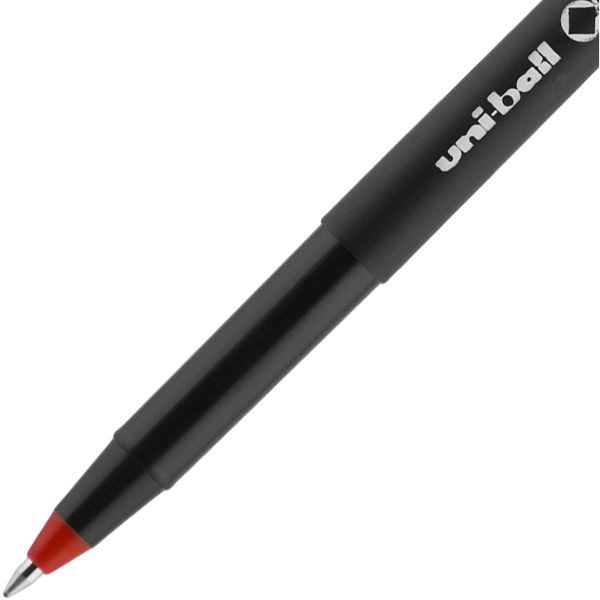 Uniball Onyx Roller Ball Pen, Stick, Extra-Fine 0.5 Mm, Red Ink, Black/Red Barrel, Dozen