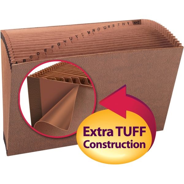 Smead Tuff Expanding File, 21 Pockets, A–Z, 15" X 10", Legal Size, 30% Recycled, Brown