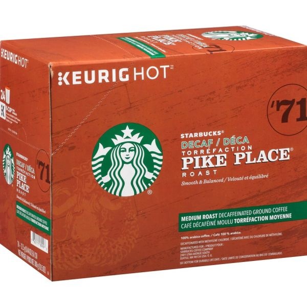 Starbucks Pike Place Single-Serve Coffee K-Cup, Decaffeinated, Carton Of 24