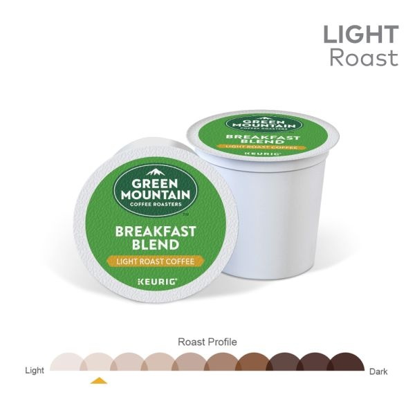 Green Mountain Coffee Single-Serve Coffee K-Cups, Breakfast Blend, Carton Of 4 Cups, Box Of 24 Cartons