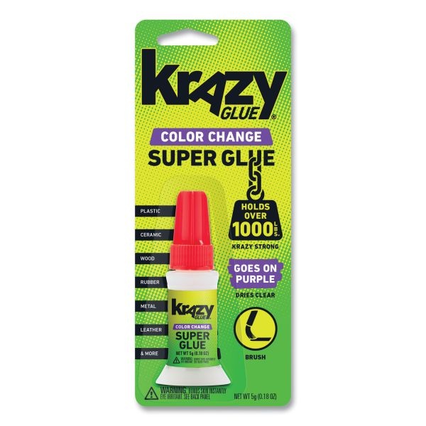Krazy Glue Color Change Brush On Glue, 0.18 Oz, Dries Clear