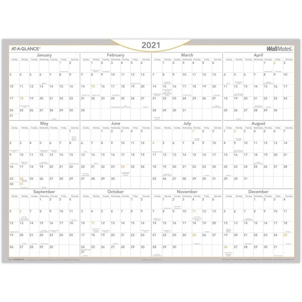 At-A-Glance Wallmates Self-Adhesive Dry Erase Yearly Calendar, 24 X 18, 2023 Calendar
