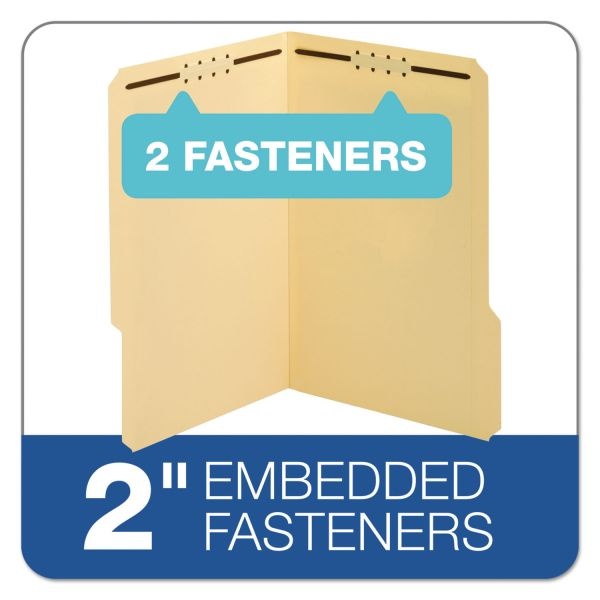 Pendaflex Top Tab Fastener Folder, 0.75" Expansion, 2 Fasteners, Legal Size, Manila Exterior, 50/Box