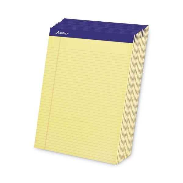 Ampad Perforated Ruled Pads, Letter Size, 50 Sheets, Ruled, Canary Yellow, Box Of 12