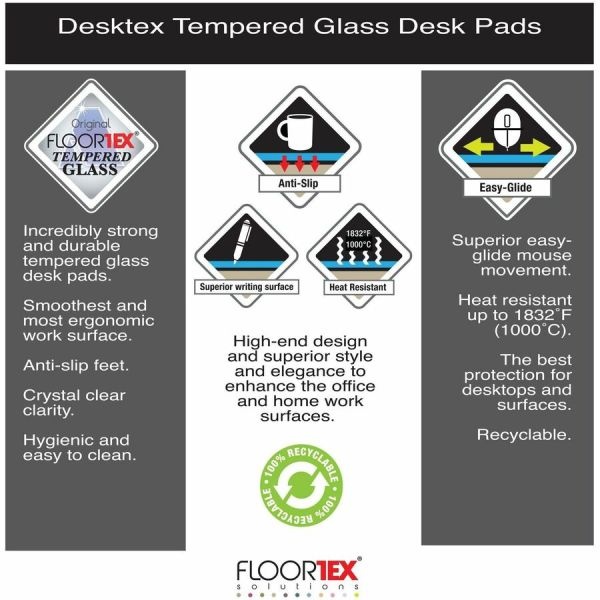 Glaciermat Glass Desk Pad - 20" X 36"
