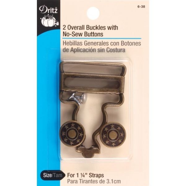 Dritz Overall Buckles W/No-Sew Buttons For 1-1/4" Straps