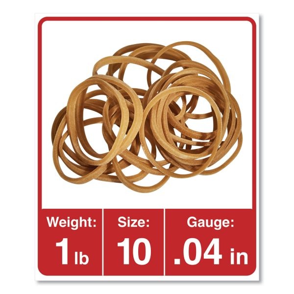 Universal Rubber Bands, Size 10, 0.04" Gauge, Beige, 1 Lb Box, 3,400/Pack