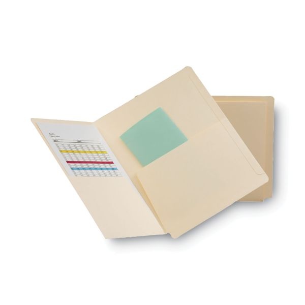 Smead End-Tab Pocket Folders With Shelf-Master Reinforced Tab, 2 Pockets, Letter Size, Straight-Cut Tab, Manila, Box Of 25