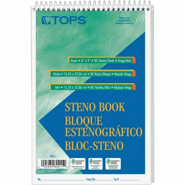 Tops Steno Books, 6" X 9", Gregg Ruled, 80 Sheets, Pack Of 12 Steno Books