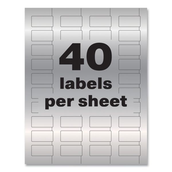 Avery Permatrack Metallic Asset Tag Labels, Laser Printers, 0.75 X 1.5, Metallic Silver, 40/Sheet, 8 Sheets/Pack
