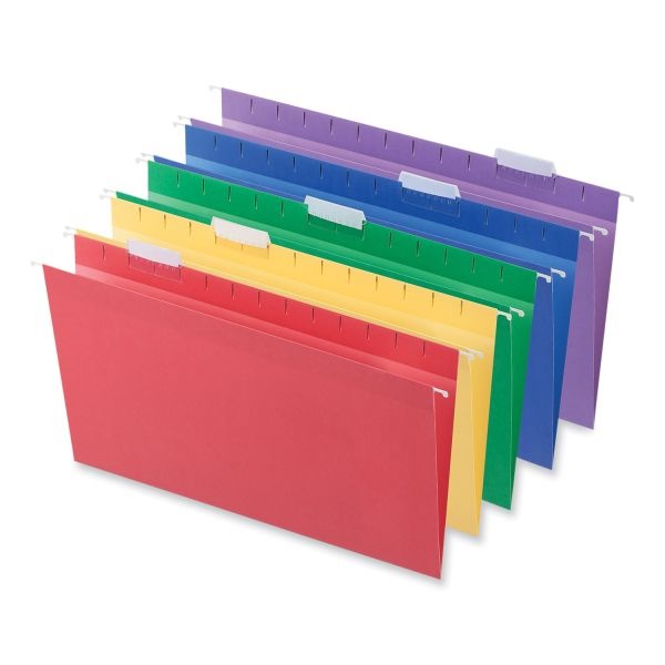 Universal Deluxe Bright Color Hanging File Folders, Legal Size, 1/5-Cut Tabs, Assorted Colors, 25/Box