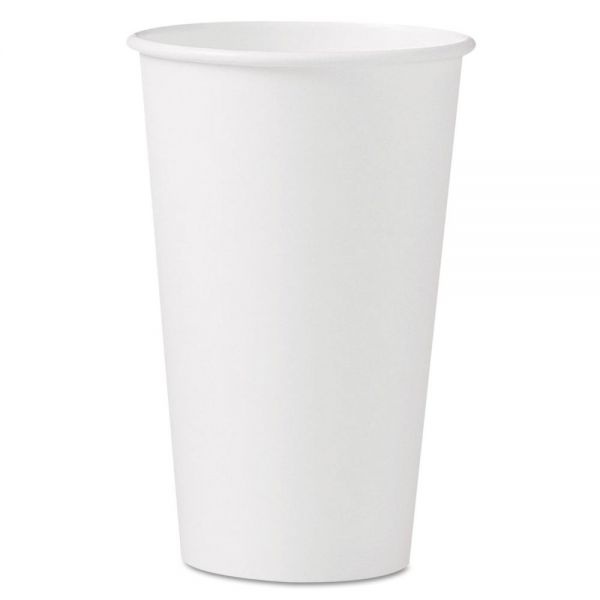 Single-Sided Poly Paper Hot Cups, 16 Oz, White, 50 Sleeve, 20 Sleeves/Carton