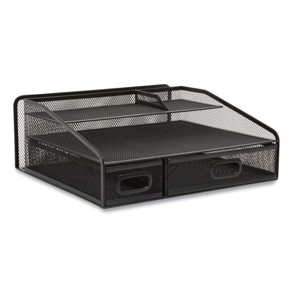 Tru Red Six Compartment Wire Mesh Accessory Holder, 2 Drawers, 12.91 X 12.01 X 5.43, Black