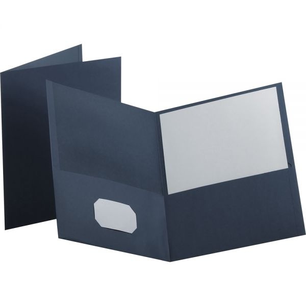 Oxford Twin-Pocket Folder, 100-Sheet Capacity, Dark Blue, 25/Box