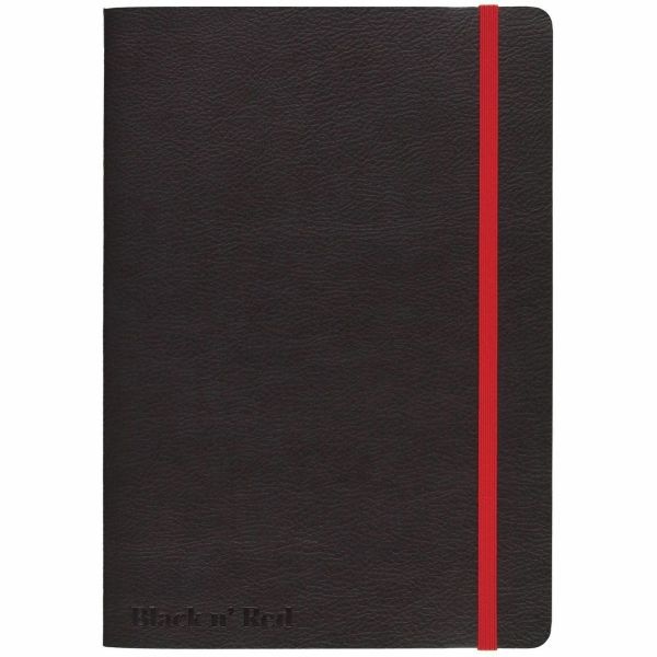 Black N' Red Stitched Business Journal, 5 3/4" X 8 1/4", Ruled, 142 Pages (71 Sheets), Black