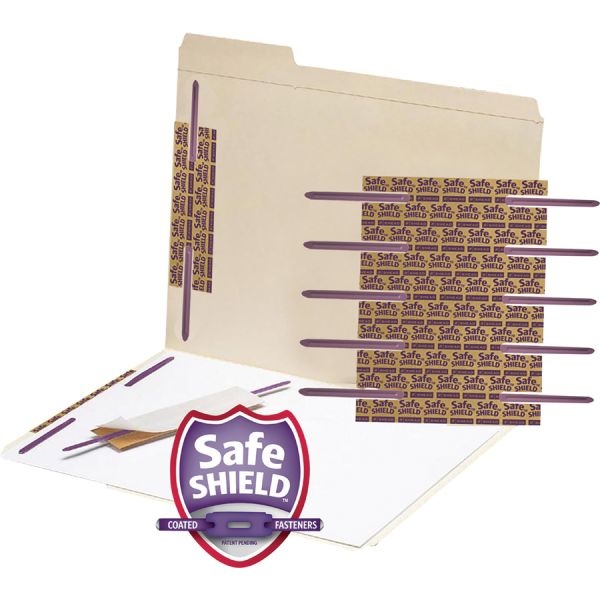 Smead Self-Adhesive Fastener With Safeshield Coated Fastener - 5" Length - 2" Size Capacity - 50 / Box - Purple