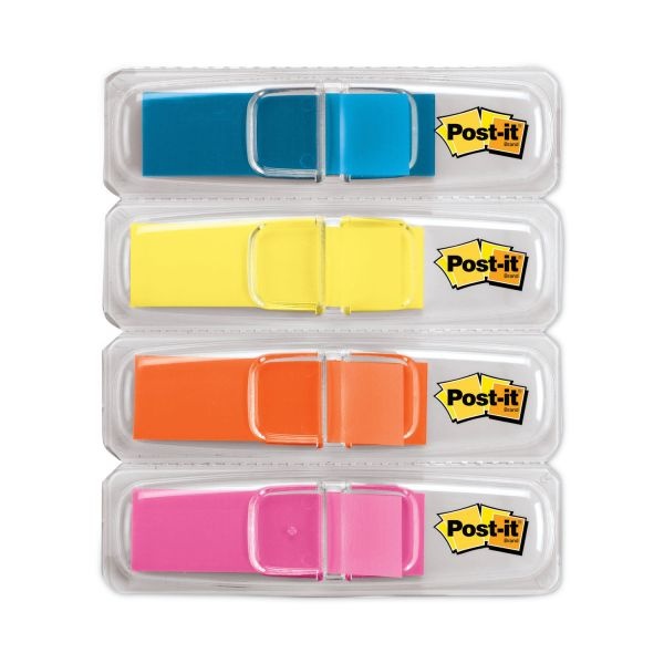 Post-It Flags Highlighting Page Flags, 4 Bright Colors, 4 Dispensers, 1/2" X 1 3/4", 35/Color