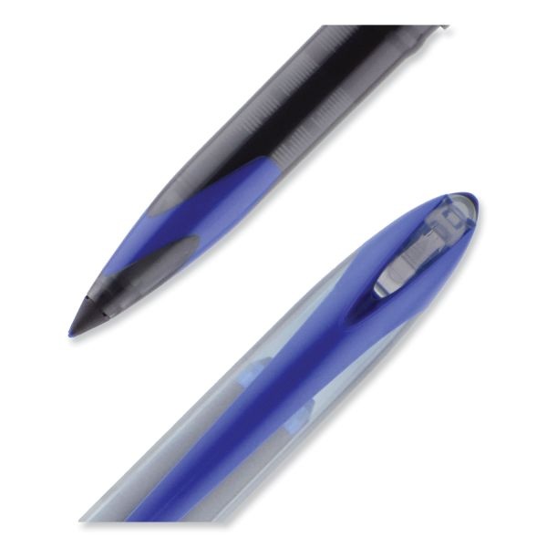 Uniball Air Porous Roller Ball Pen, Stick, Medium 0.7 Mm, Blue Ink, Black/Blue Barrel, Dozen