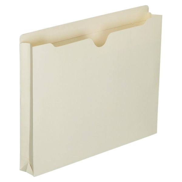 Skilcraft Manila Double-Ply Tab Expanding File Jackets, 1 1/2" Expansion, Letter Size Paper, 8 1/2" X 11", 30% Recycled, Box Of 50